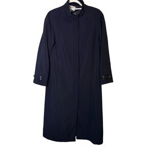 Noveli by Laura Petites Navy Long Trench Coat Size 7/8 Lightweight Fall Elegant